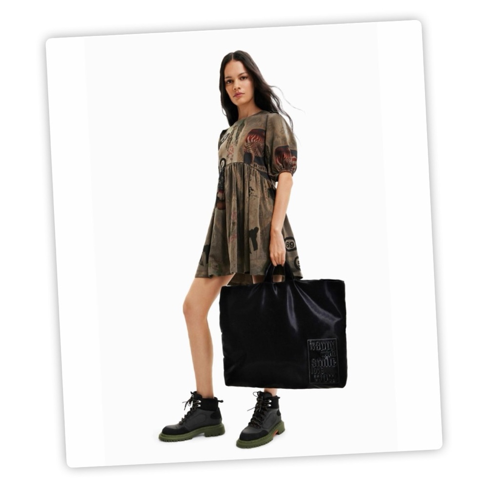 Desigual Puffy Mensajes-Akranes Tote